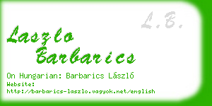 laszlo barbarics business card